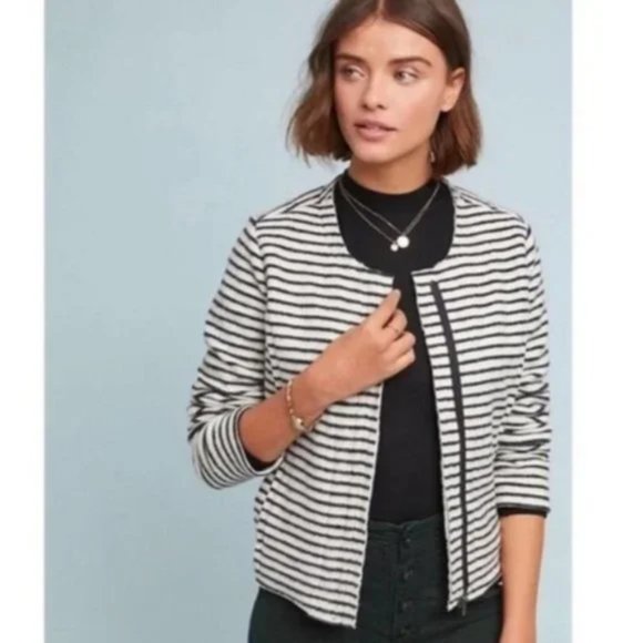 Dolan Left Coast Collection Striped Moto Jacket - M - Picture 1 of 7